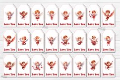 Valentine Gift Tag designs Valentine&#039;s day tag printable PNG with watercolor Baby Angels and Boys Cupid Cute Printable Design