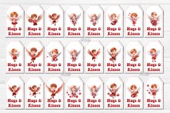 Valentine Gift Tag designs Valentine&#039;s day tag printable PNG with watercolor Baby Angels and Boys Cupid Cute Printable Design