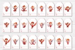 Valentine Gift Tag designs Valentine&#039;s day tag printable PNG with watercolor Baby Angels and Boys Cupid Cute Printable Design
