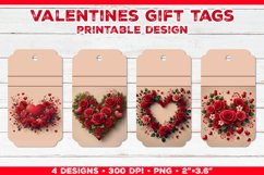 Valentine&#039;s Gift Tags Printable Design with Red Rose Bouquet Product Image 1
