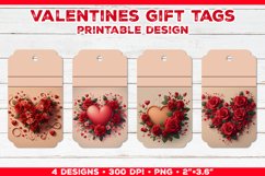 Valentine&#039;s Gift Tags Printable Design with Red Rose Bouquet Product Image 1