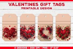 Valentine&#039;s Gift Tags Printable Design with Red Rose Bouquet Product Image 1