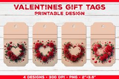 Valentine&#039;s Gift Tags Printable Design with Red Rose Bouquet Product Image 1
