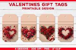 Valentine&#039;s Gift Tags Printable Design with Red Rose Bouquet Product Image 1