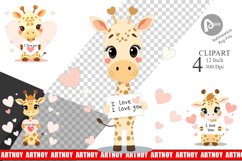 Valentine Giraffe Cartoon Clipart Product Image 1