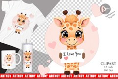 Valentine Giraffe Cartoon Clipart Product Image 1