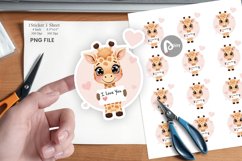 Valentine Giraffe Cartoon Sticker Product Image 1
