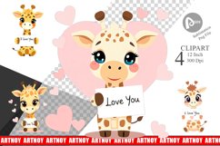 Valentine Giraffe Cartoon Clipart Product Image 1