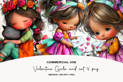 Valentine Girls and cat 4 png Product Image 1