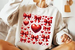 Valentine's Day Glitter Coquette Bow PNG, Valentine's Hearts Product Image 3