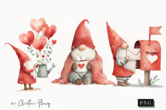 Valentine Gnomes Clipart | Valentine's Day PNG Product Image 1
