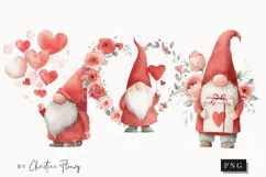 Valentine Gnomes Clipart | Valentine's Day PNG Product Image 1