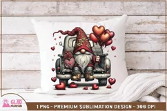Valentine Gnome with heart balloon bouquet in vintage truck Product Image 2