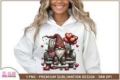 Valentine Gnome with heart balloon bouquet in vintage truck Product Image 3