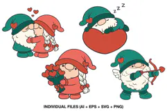 Cute Valentine gnome clipart with hearts and love theme