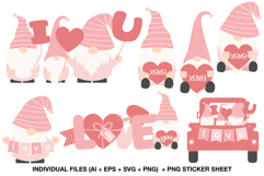 cute valentine gnome clipart set in pastel colors