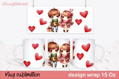 Valentines day Mug wrap sublimation| Hand Drawn Hearts Png Product Image 1