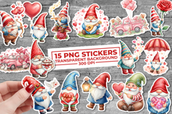 Valentine Gnome PNG Stickers Bundle