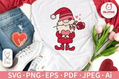 Valentine Gnome SVG Cut File For Baseball T-Shirt