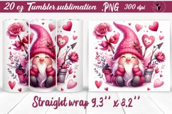 Tumbler wrap sublimation | Valentine Gnome Product Image 1