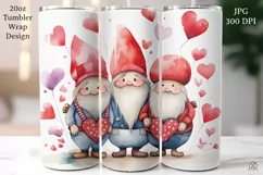 Valentine Gnomes 20 oz Tumbler Wrap JPG Sublimation Design Product Image 1
