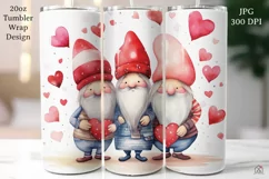 Valentine Gnomes 20 oz Tumbler Wrap JPG Sublimation Design Product Image 1