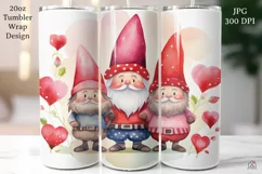 Valentine Gnomes 20 oz Tumbler Wrap JPG Sublimation Design Product Image 1