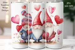 Valentine Gnomes 20 oz Tumbler Wrap JPG Sublimation Design Product Image 1