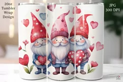 Valentine Gnomes 20 oz Tumbler Wrap JPG Sublimation Design Product Image 1