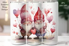 Valentine Gnomes 20 oz Tumbler Wrap JPG Sublimation Design Product Image 1