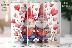 Valentine Gnomes 20 oz Tumbler Wrap JPG Sublimation Design Product Image 1