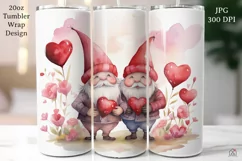 Valentine Gnomes 20 oz Tumbler Wrap JPG Sublimation Design Product Image 1