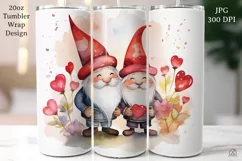 Valentine Gnomes 20 oz Tumbler Wrap JPG Sublimation Design Product Image 1