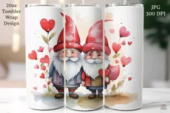 Valentine Gnomes 20 oz Tumbler Wrap JPG Sublimation Design Product Image 1