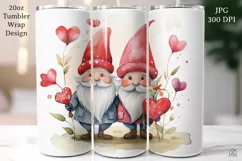 Valentine Gnomes 20 oz Tumbler Wrap JPG Sublimation Design Product Image 1