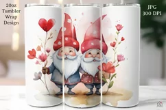 Valentine Gnomes 20 oz Tumbler Wrap JPG Sublimation Design Product Image 1