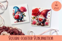 Valentines Gnome. Cute Gnome Square Coaster Design Product Image 1
