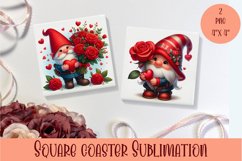 Valentines Gnome. Cute Gnome Square Coaster Design Product Image 1