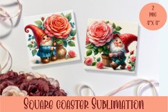 Valentines Gnome. Cute Gnome Square Coaster Design Product Image 1