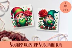 Valentines Gnome. Cute Gnome Square Coaster Design Product Image 1