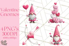 Valentine Gnome Clipart Watercolor Love Gnomes PNG Product Image 1