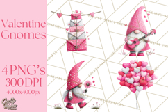 Valentine Gnome Clipart Watercolor Love Gnomes PNG Product Image 1