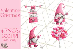 Valentine Gnome Clipart Watercolor Love Gnomes PNG Product Image 1