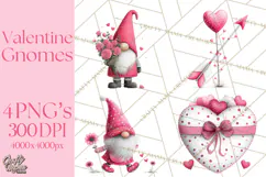 Valentine Gnome Clipart Watercolor Love Gnomes PNG Product Image 1