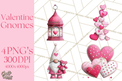 Valentine Gnome Clipart Watercolor Love Gnomes PNG Product Image 1