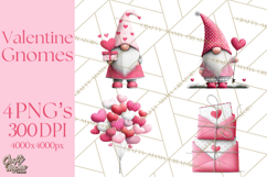 Valentine Gnome Clipart Watercolor Love Gnomes PNG Product Image 1