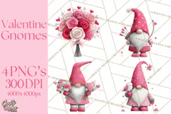 Valentine Gnome Clipart Watercolor Love Gnomes PNG Product Image 1