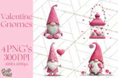 Valentine Gnome Clipart Watercolor Love Gnomes PNG Product Image 1