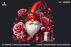 Valentines day Gnome PNG clipart , gnome with gifts Product Image 2