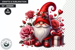 Valentines day Gnome PNG clipart , gnome with gifts Product Image 1